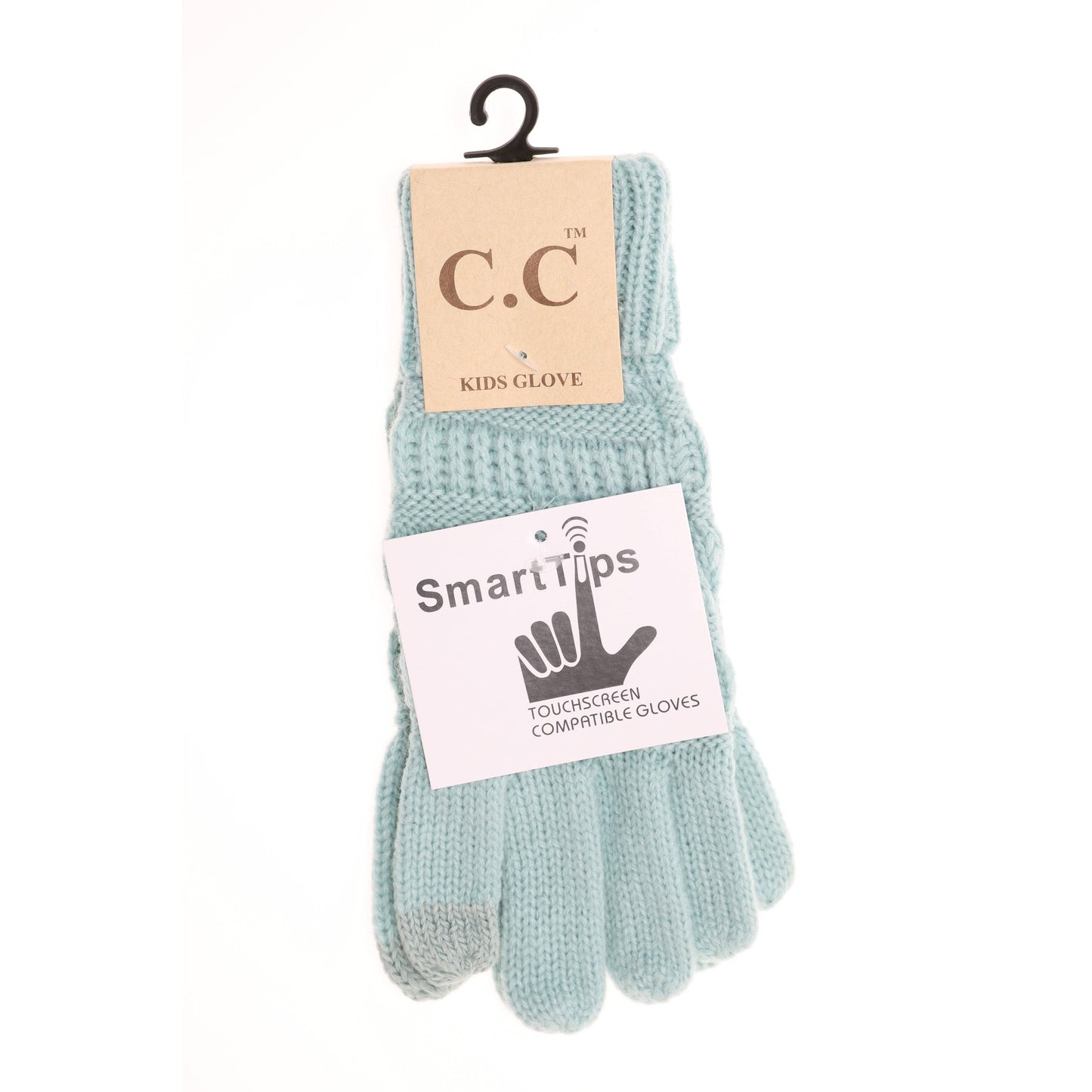 KIDS Solid Cable Knit CC Gloves G20KIDS: Black