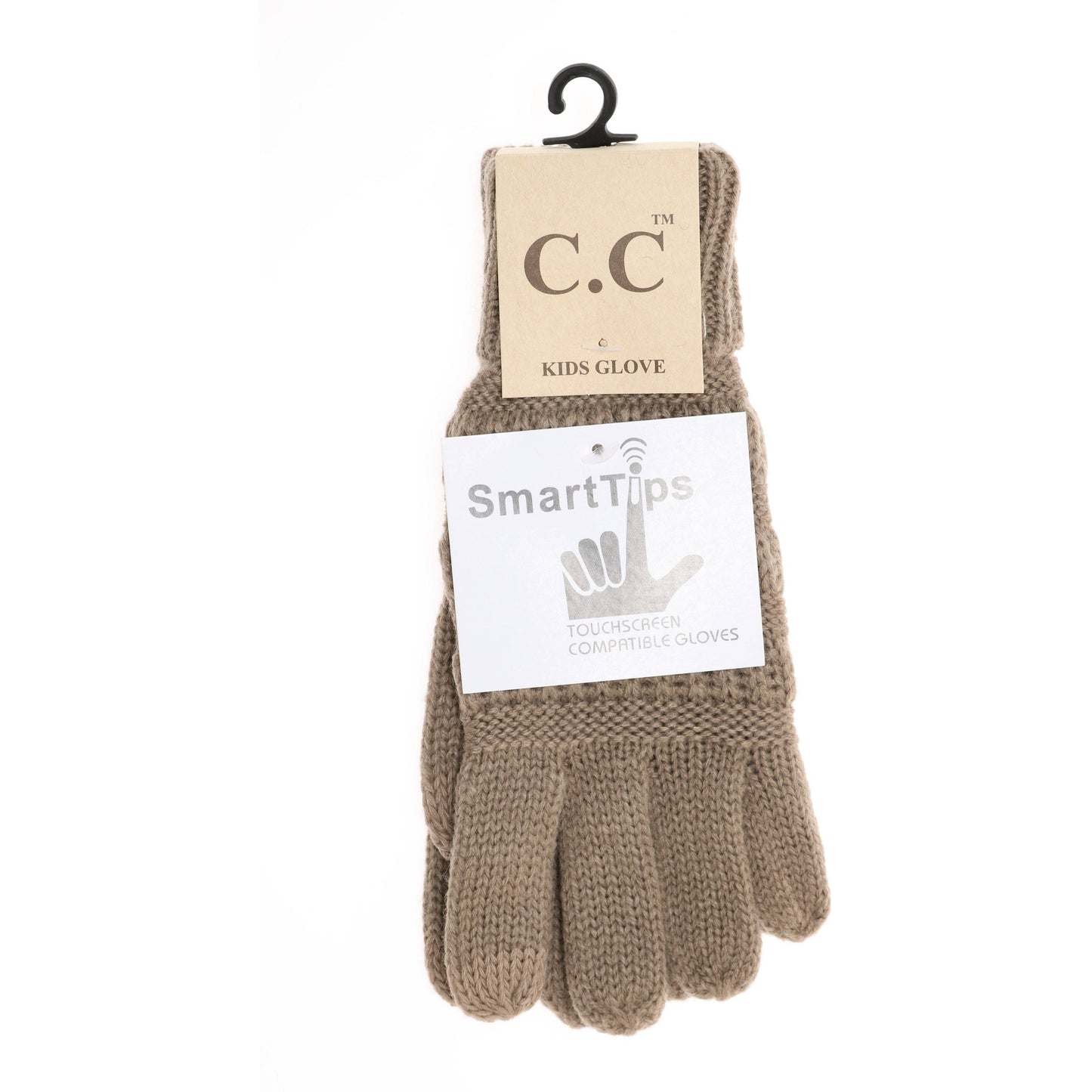 KIDS Solid Cable Knit CC Gloves G20KIDS: Black