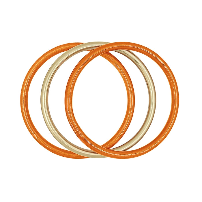 Orange and Metallic Gold Set of Three Bangles