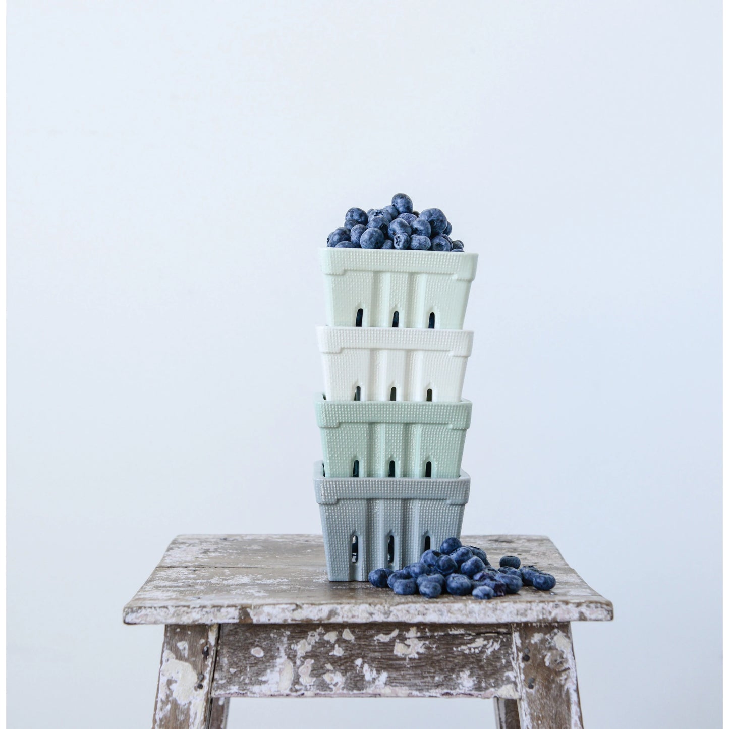 Textured Stoneware Berry Basket, 4 Colors