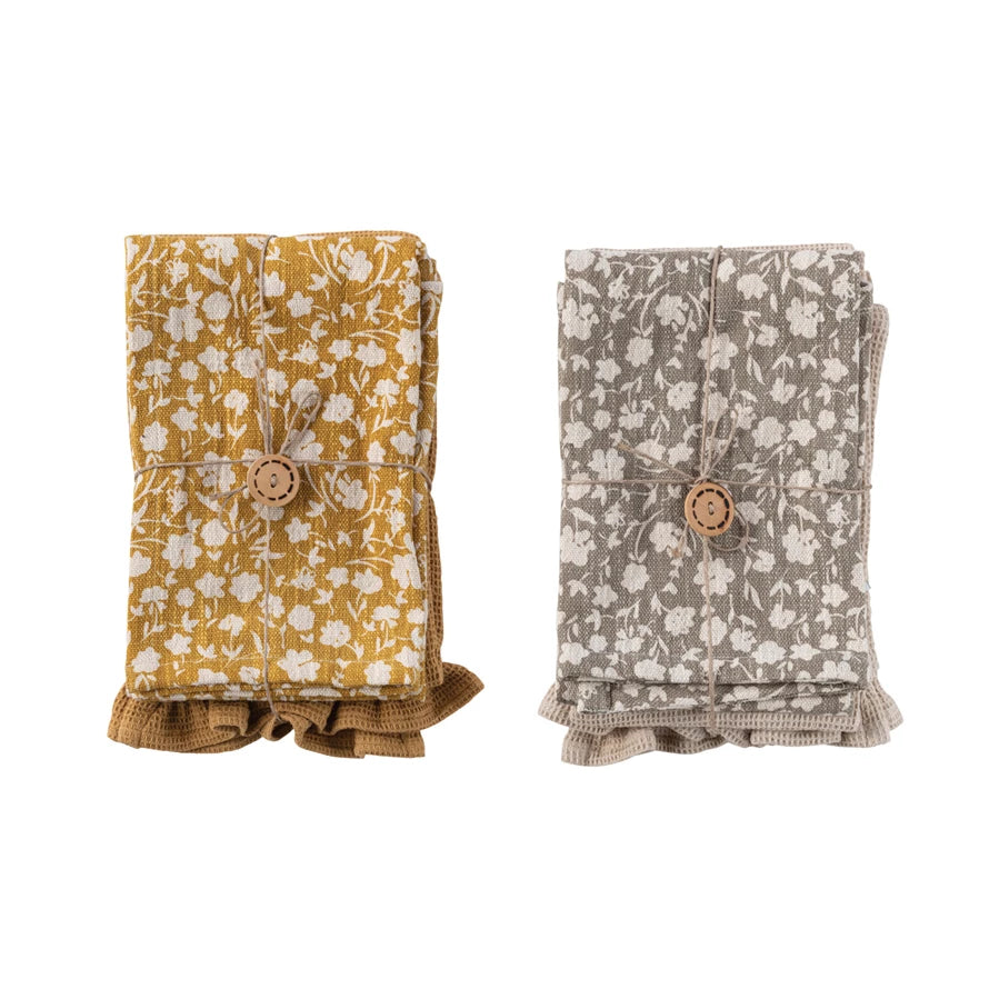 Cotton Slub Printed & Cotton Waffle Tea Towels