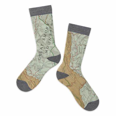 Great Smoky Mountains Map Socks