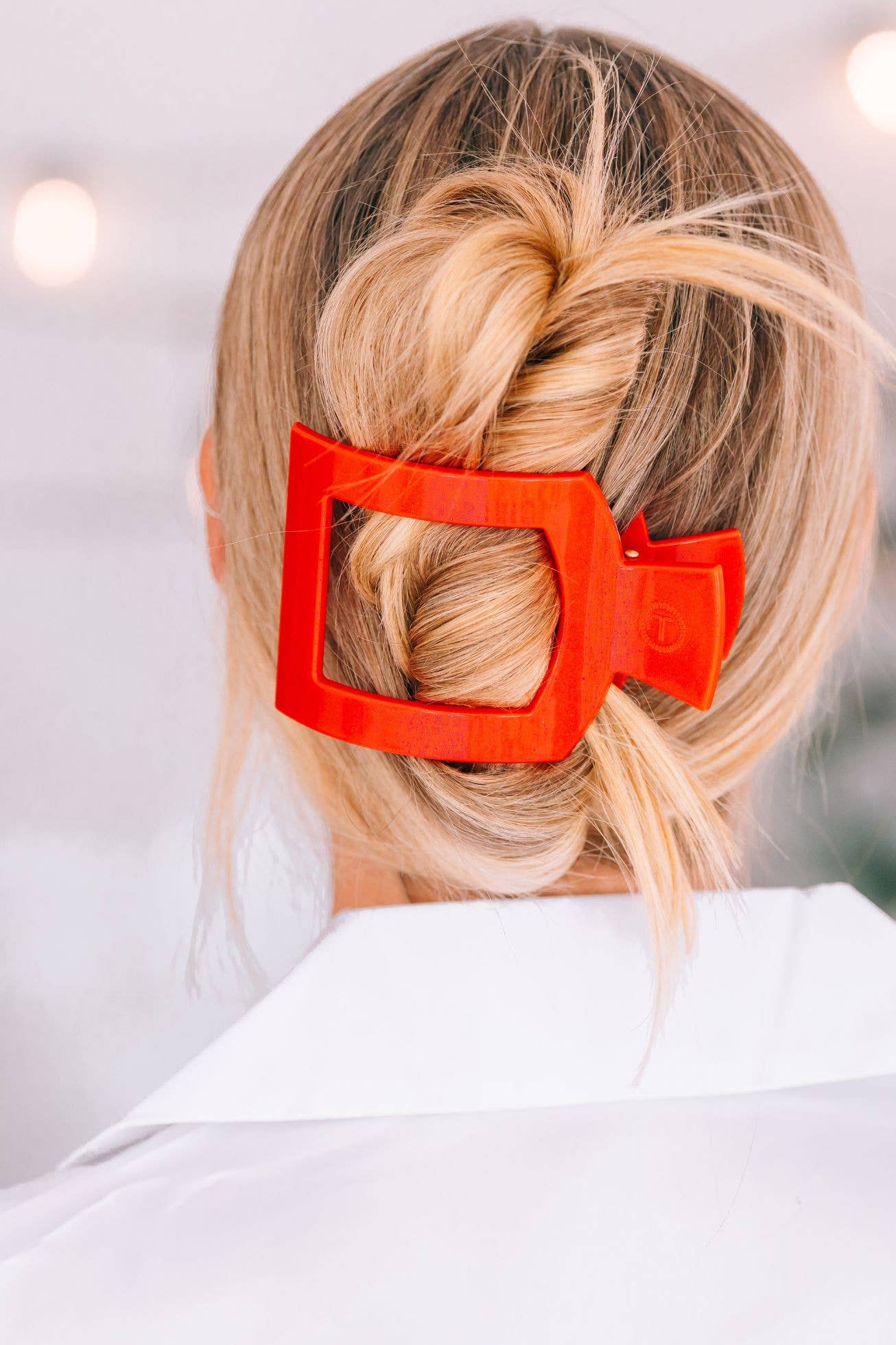 Square Flat Hair Clip | Large | Rudolph Red