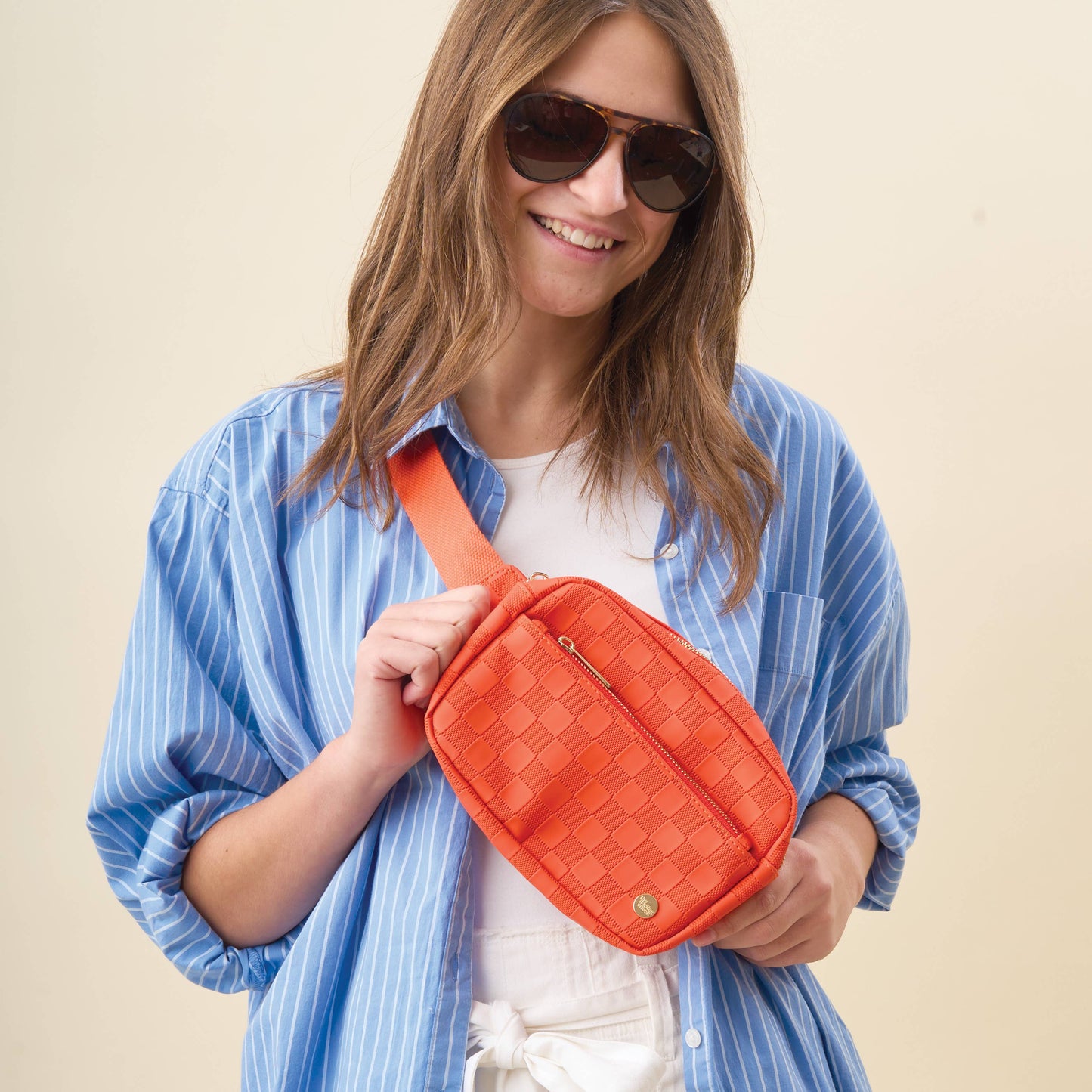 Urban Check Belt Bag-Orange