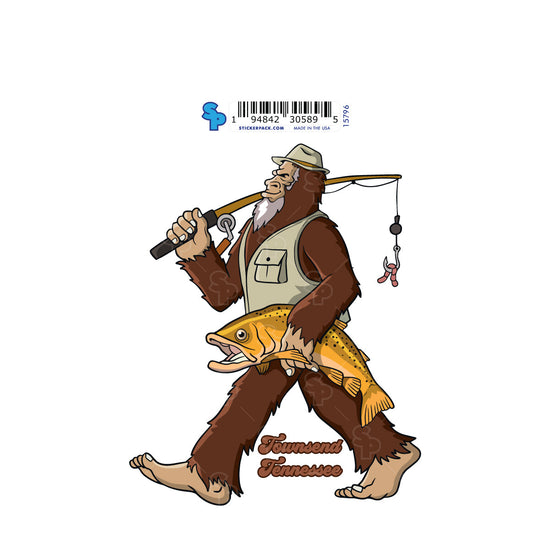 Bigfoot Fishing Cutthroat Trout Sticker Large