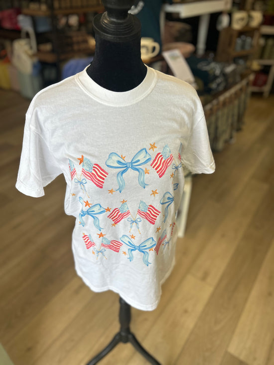 American Flag and Bow Shirt