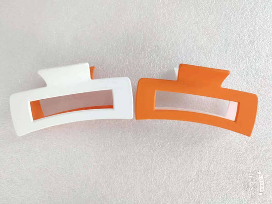 Game Day Two Tone Hair Clips : Orange/white