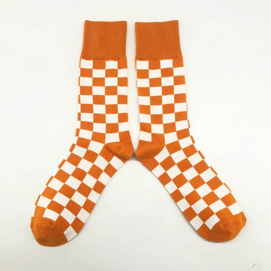 Orange and White Tennessee Checker Socks