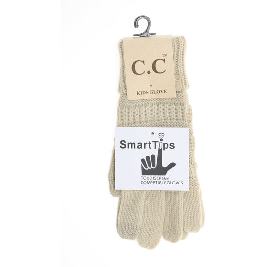 KIDS Solid Cable Knit CC Gloves G20KIDS: Dark Grey