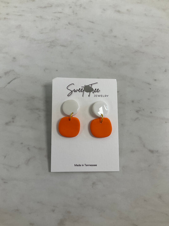 Danity Orange and White Earrings