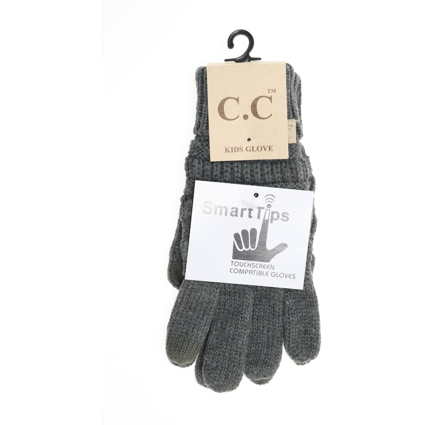 KIDS Solid Cable Knit CC Gloves G20KIDS: Black