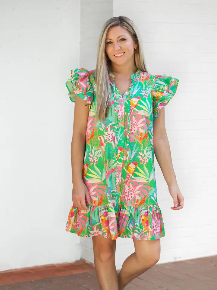 Abby Dress- In The Trees Green
