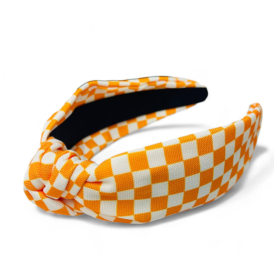 Game Day Checkered Headbands : Orange/white