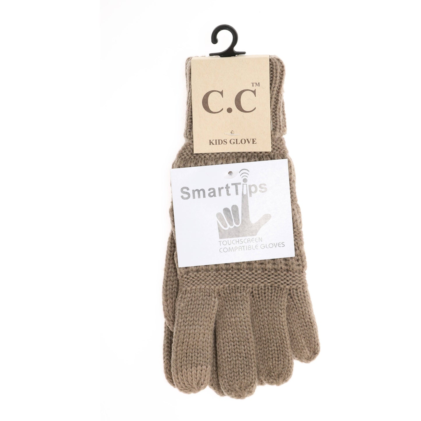 KIDS Solid Cable Knit CC Gloves G20KIDS: Dark Grey