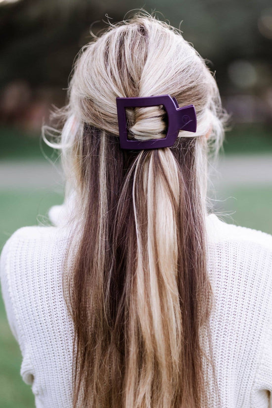 Square Flat Hair Clip | Med. | Burgundy Bliss