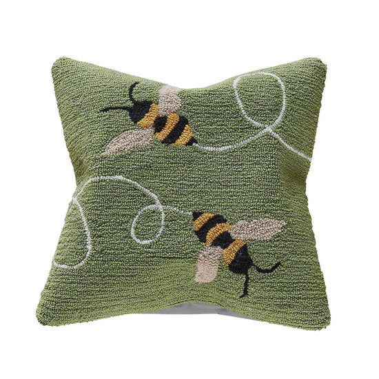 Load image into Gallery viewer, Liora Manne Frontporch Buzzy Bees Indoor/Outdoor Pillow Green
