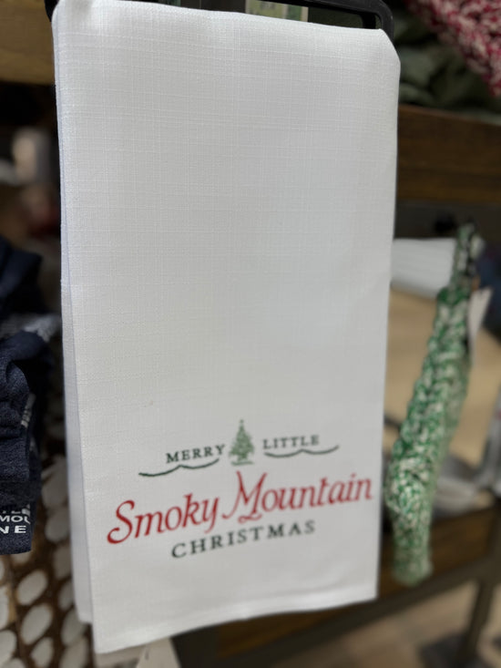 Merry Little Smoky Mountain Christmas Tea Towel