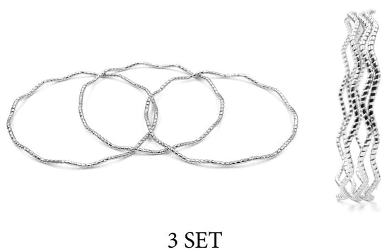 Load image into Gallery viewer, Silver Waved Textured Set of 3 Bangles
