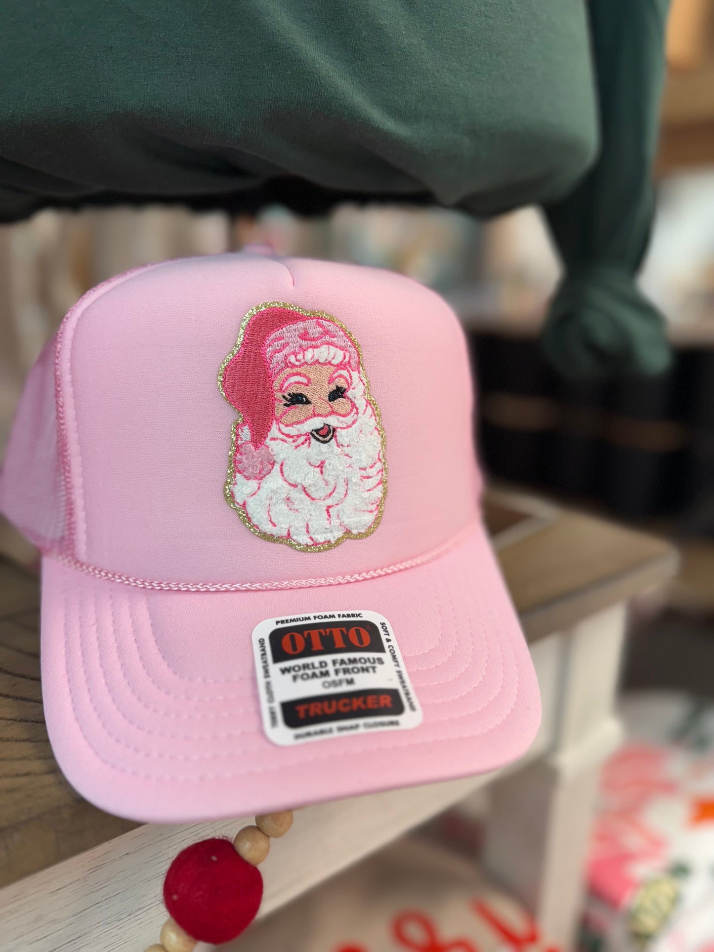 Pink Vintage Santa Patch Trucker Hat