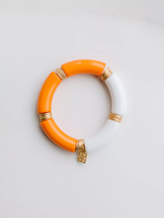 Load image into Gallery viewer, Orange &amp;amp; White Gameday Bracelet - Burnt orange
