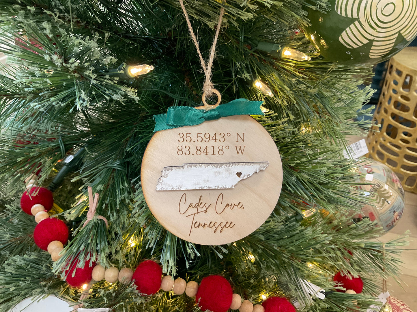 Cades Cove TN Coordinates Ornament