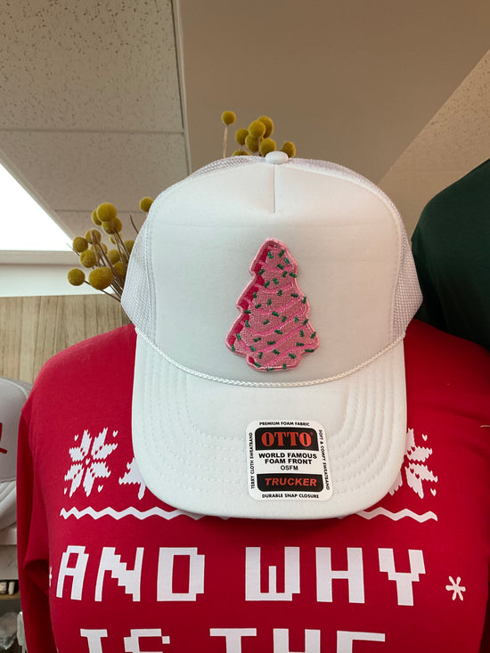 Pink Christmas Tree Patch Trucker Hat