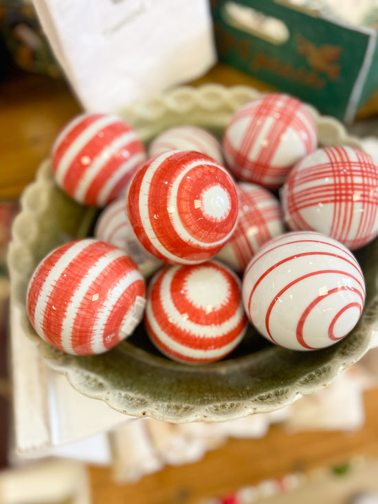 Red & White Ceramic Decorative Balls
