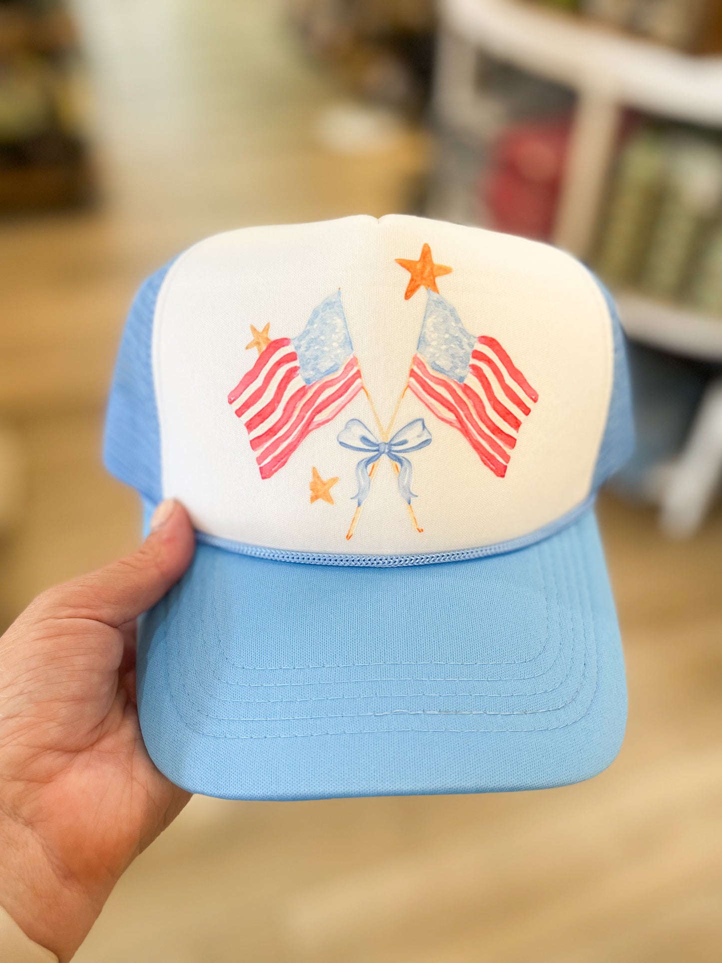 American Flag Preppy Trucker Hat