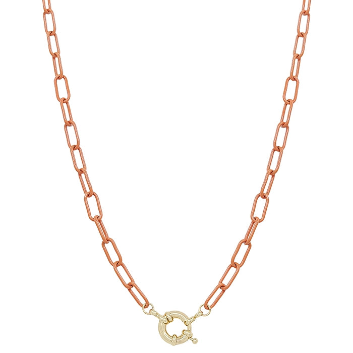 Orange Color Coated Metal Chain with Gold 16"-18" Necklace, Game Day