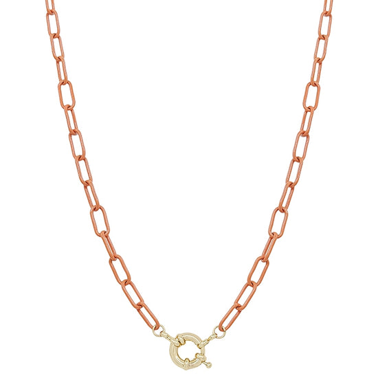 Orange Color Coated Metal Chain with Gold 16"-18" Necklace, Game Day