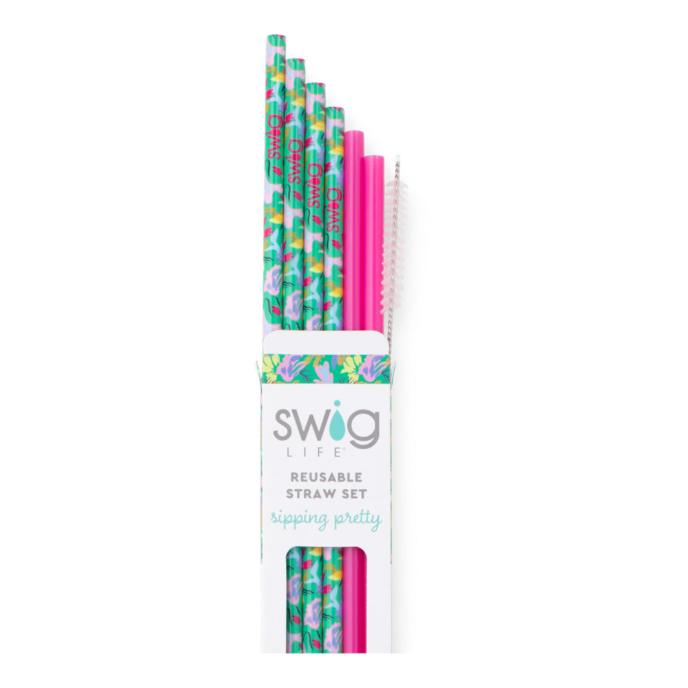 SWIG - Paradise + Green Reusable Straw Set