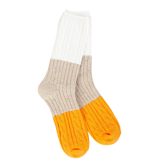 Worlds Softest Socks - Taupe Multi Confetti Cable Crew