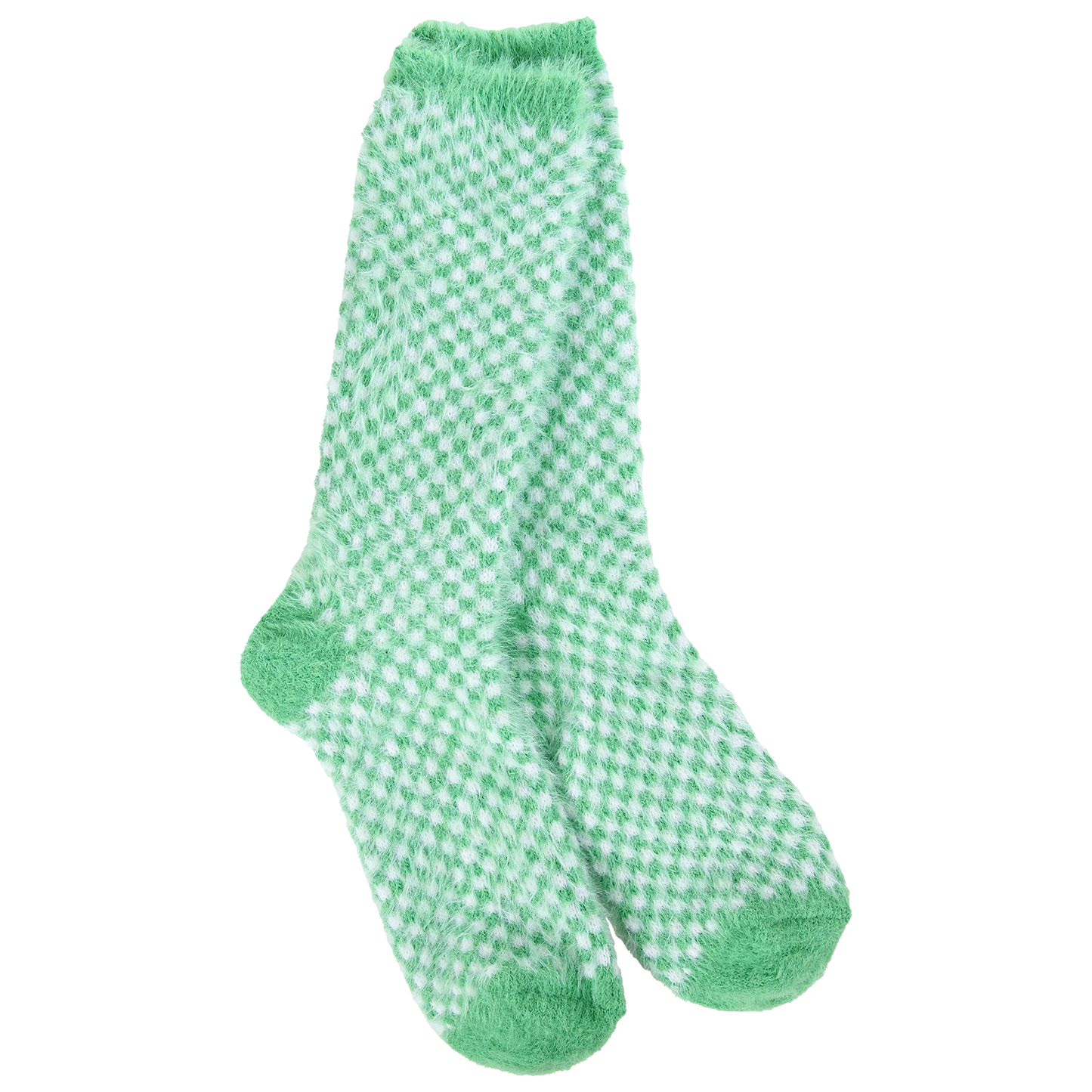 World's Softest Socks - Holiday Feather Check Crew - Green Check