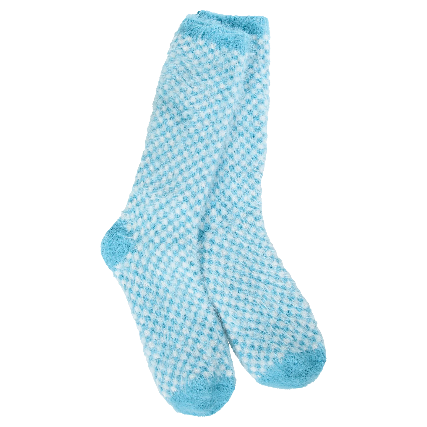 World's Softest Socks - Holiday Feather Check Crew - Winter Blue Check