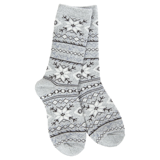 World's Softest Socks - Holiday Mini Crew - Fair Isle Grey