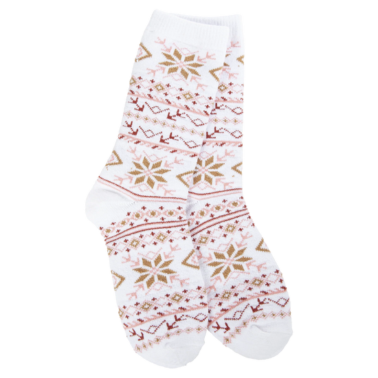 World's Softest Socks - Holiday Mini Crew - Fair Isle White Multi