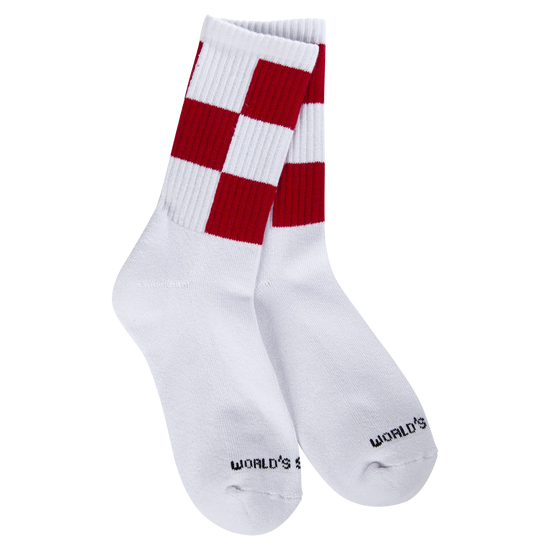 World's Softest Socks - Holiday Sport Mini Crew - Checkered Red