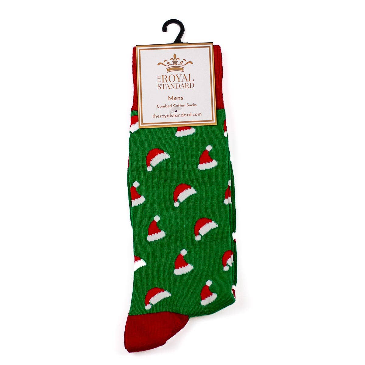 Men's Santa Hat Socks   Green/Red/White  One Size