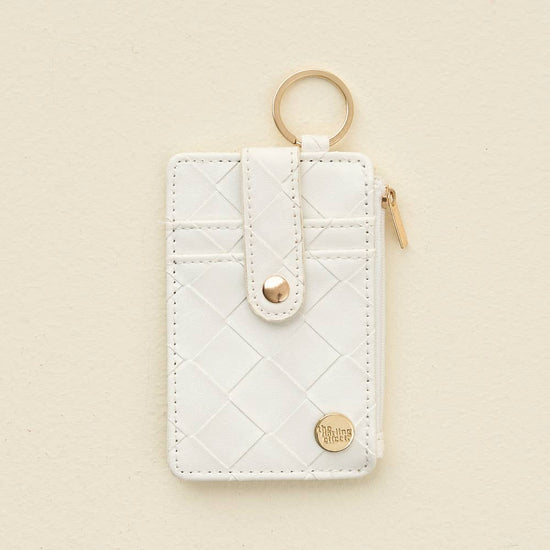 Woven Keychain Wallet-White