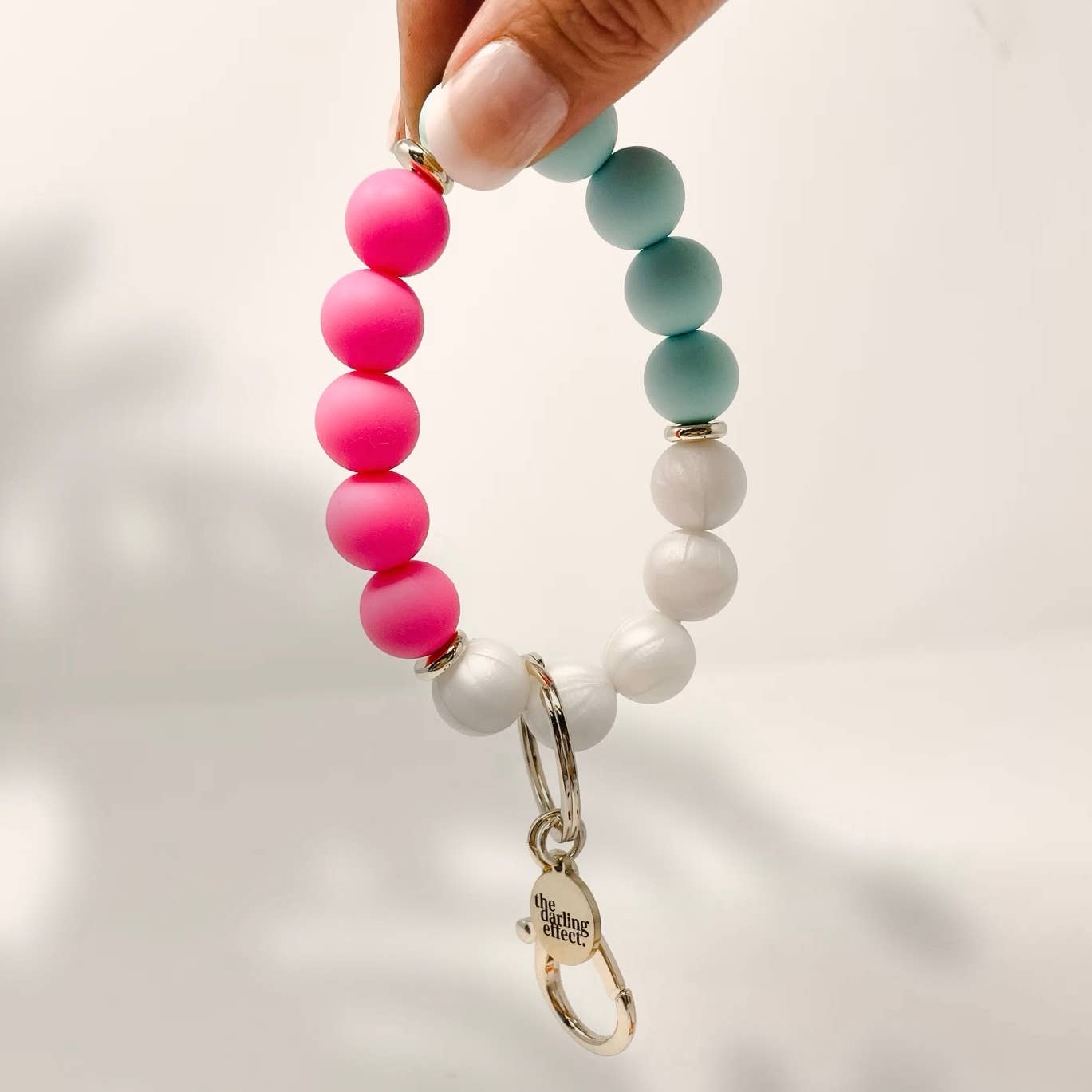 Hands-Free Silicone Keychain Wristlet - Pretty in Pearl