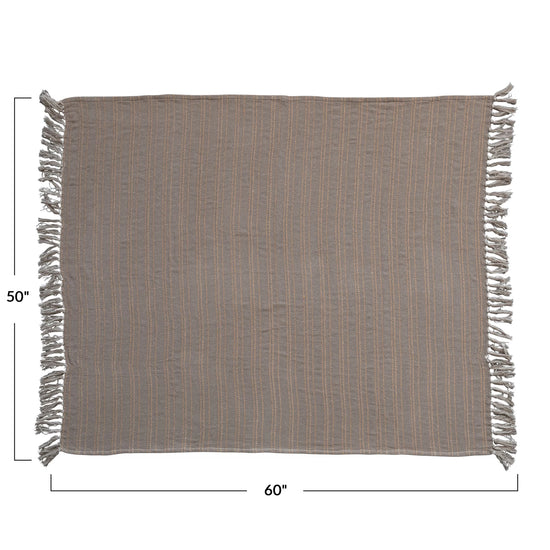 Taupe and Orange Woven Blanket
