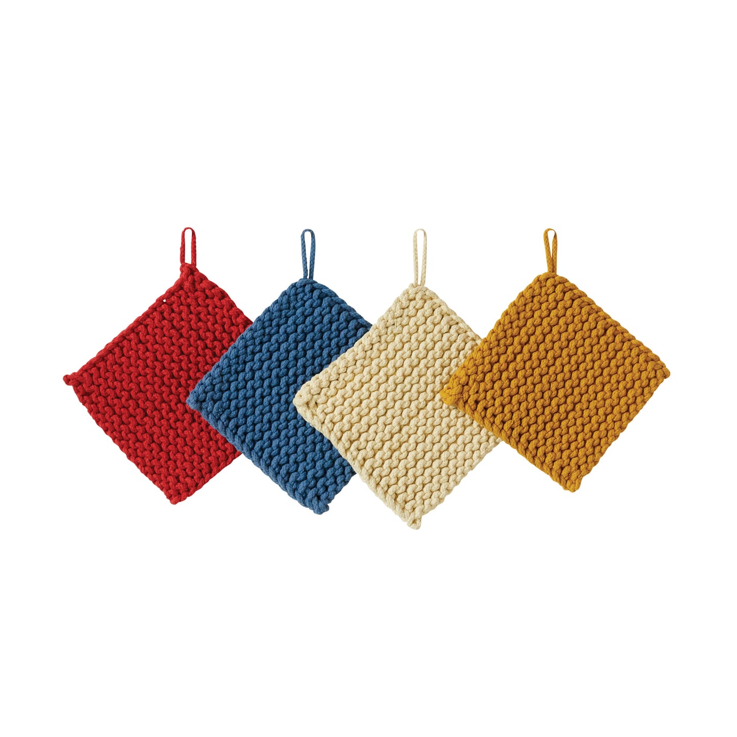 Cotton Crocheted Pot Holder, 4 Colors