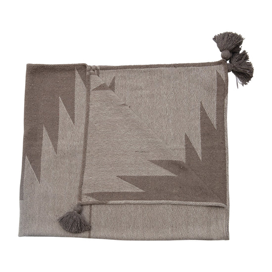 Load image into Gallery viewer, Woven Throw with Aztec Pattern and Tassels
