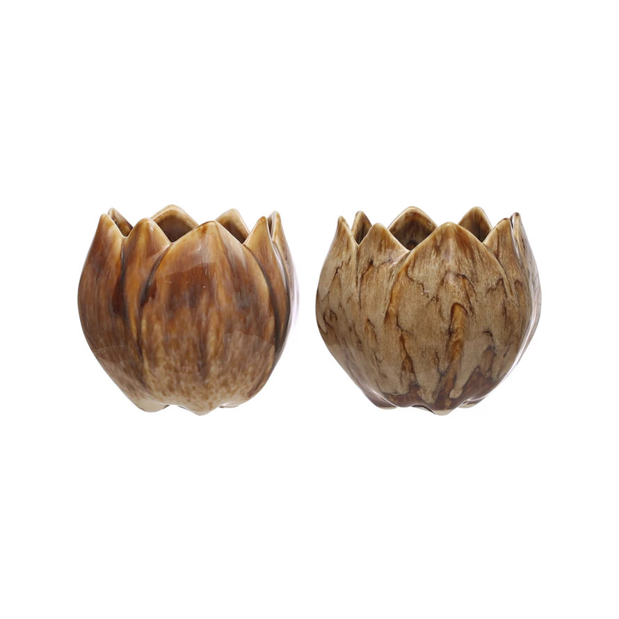 Load image into Gallery viewer, Stoneware Flower Shaped Planter, 2 Colors (Each One Will Vary)
