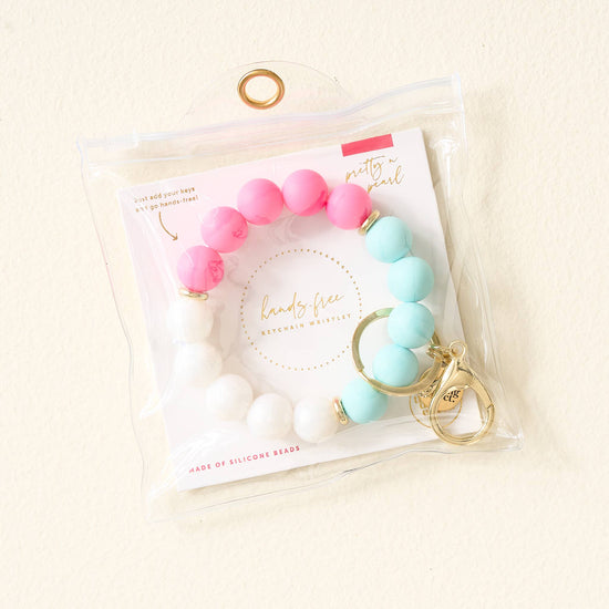 Hands-Free Silicone Keychain Wristlet - Pretty in Pearl