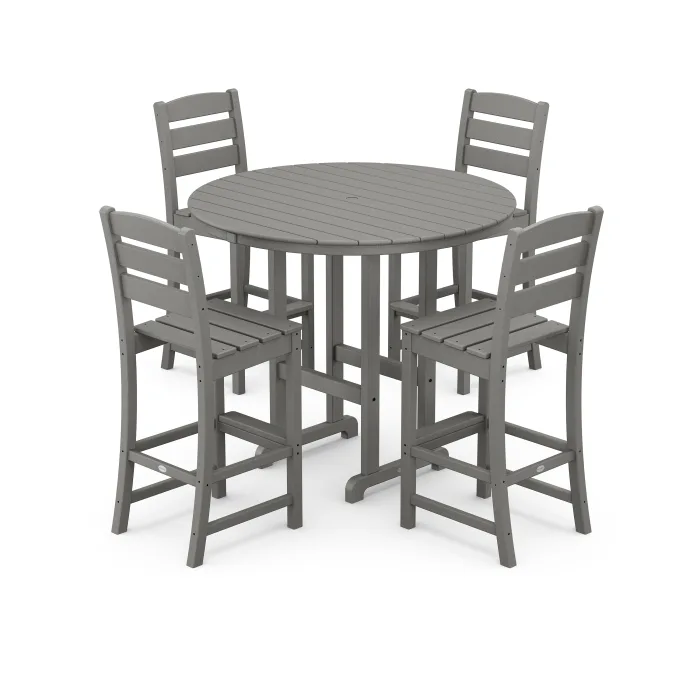 Lakeside 5-Piece Round Farmhouse Side Chair Bar Set