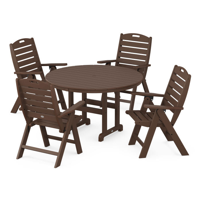 Nautical Folding Chair 5-Piece Round Farmhouse Dining Set