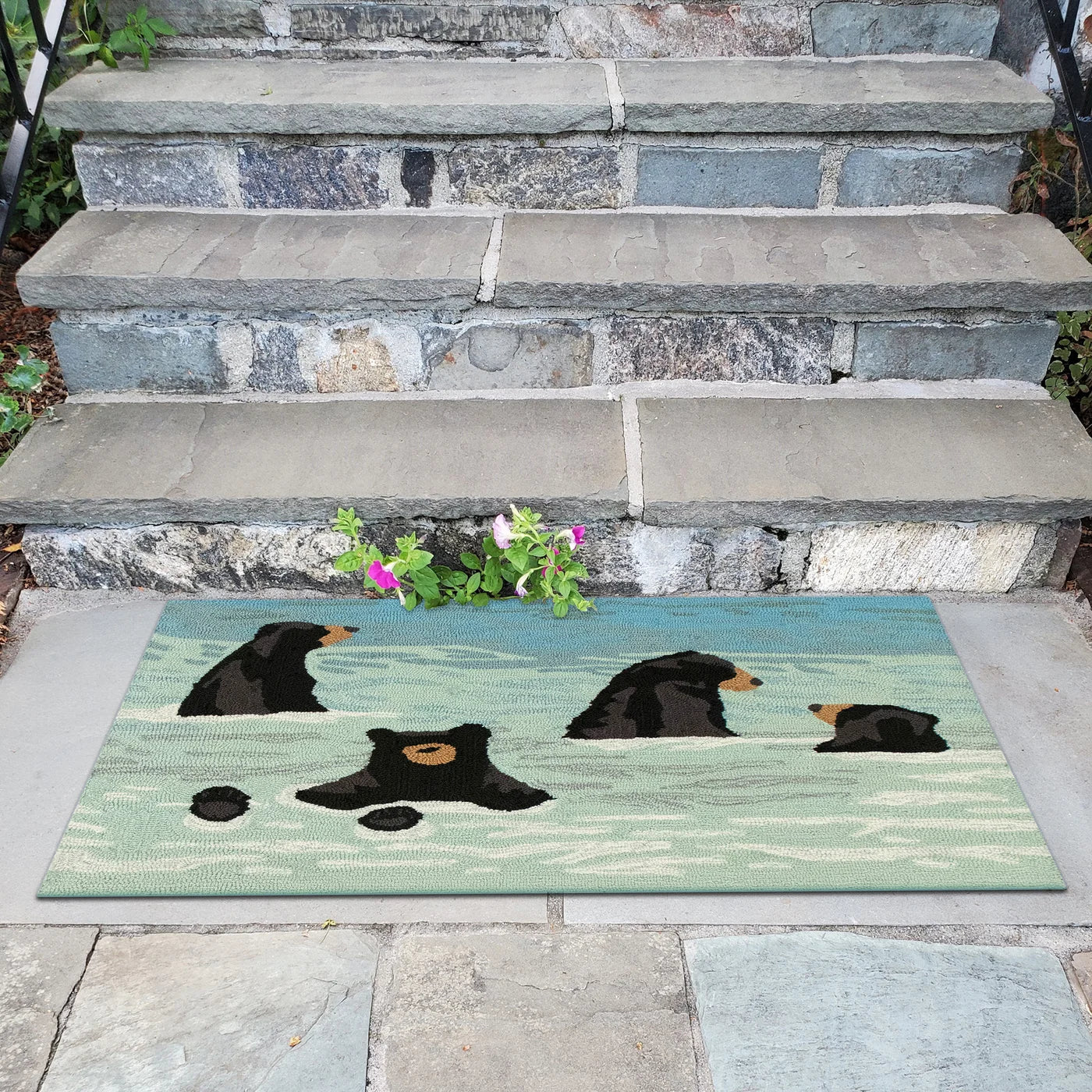Load image into Gallery viewer, Bathing Bears Indoor/Outdoor Rug Water
