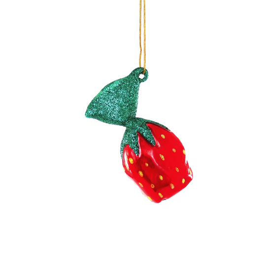 Nostalgic Strawberry Candy Glass Ornament