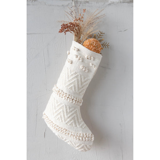 Woven Cotton Blend Christmas Stocking